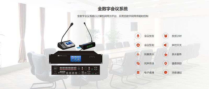 数字会议系统，显示系统、音响系统、监控系统、会议发言系统，控制系统